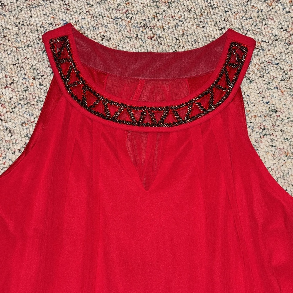 BCX Red Embellished Sleeveless Dress Medium - Picture 2 of 5
